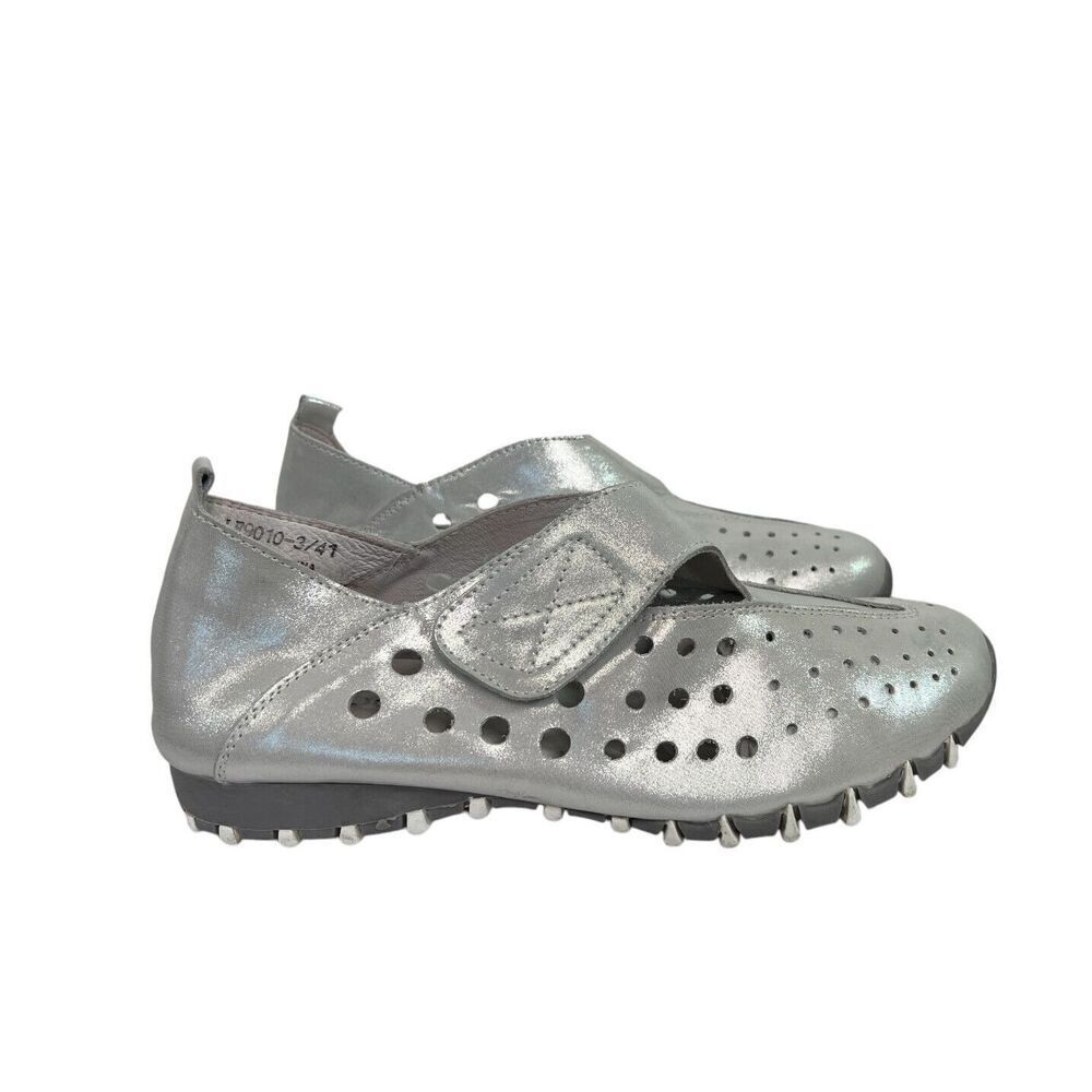 LITFOOT LF9010-3 Silver Leather Sneaker Athletic Shoe Sz 41, US 10.5-11 M